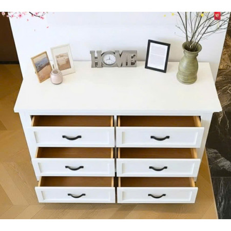 Soho White : Tủ Ngang 6 Ngăn Kéo - 1m42